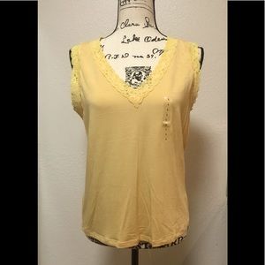 New soft yellow tank with lace trim